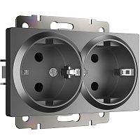 Розетка с заземлением без рамки Werkel 1-м. 2-мод. графит матовый картинка